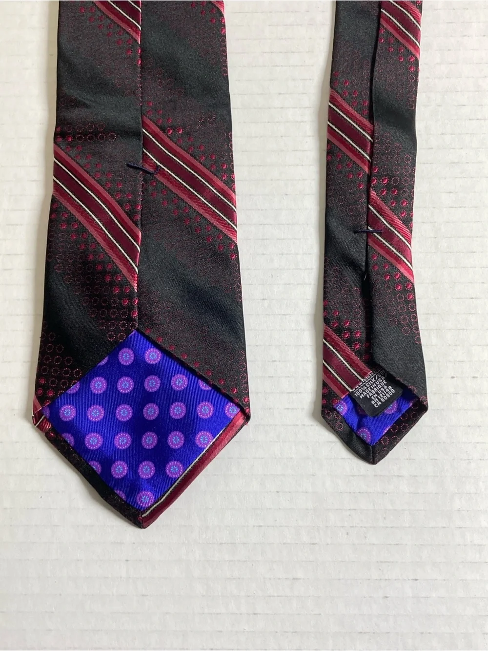 Ted Baker London Mens 100% Silk Tie Black Red Made in USA